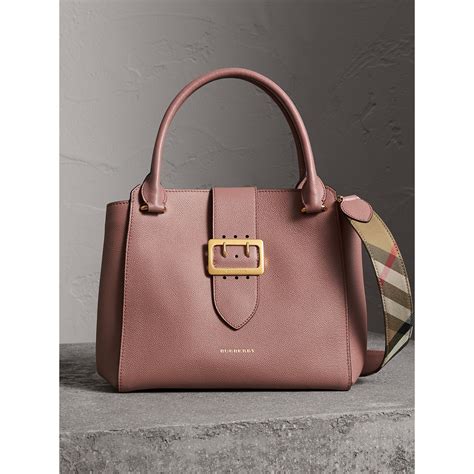 burberry embossed crest leather tote|Burberry buckle medium tote pink.